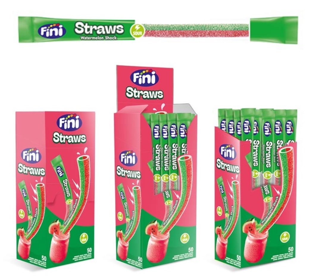 Paille Acidulée Pastèque - 25 cm Environ